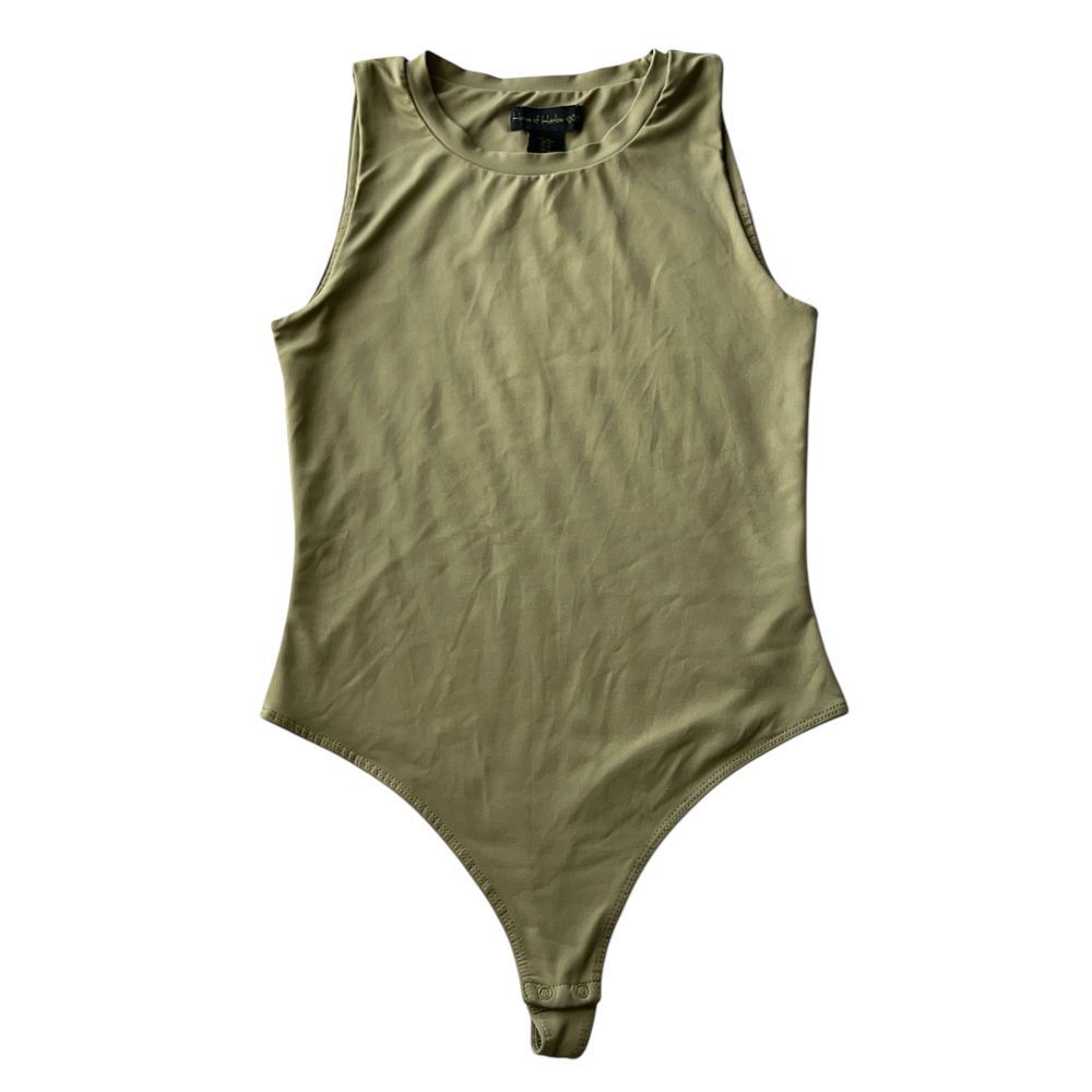 House of Harlow Olive Green Sleeveless Bodysuit Basic Tank Top Snap Closure